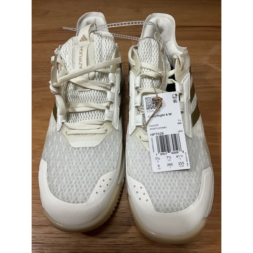 Adidas Crazyflight 6 W White Gold Indoor Sports Volleyball Shoes HP7026 Womens 9